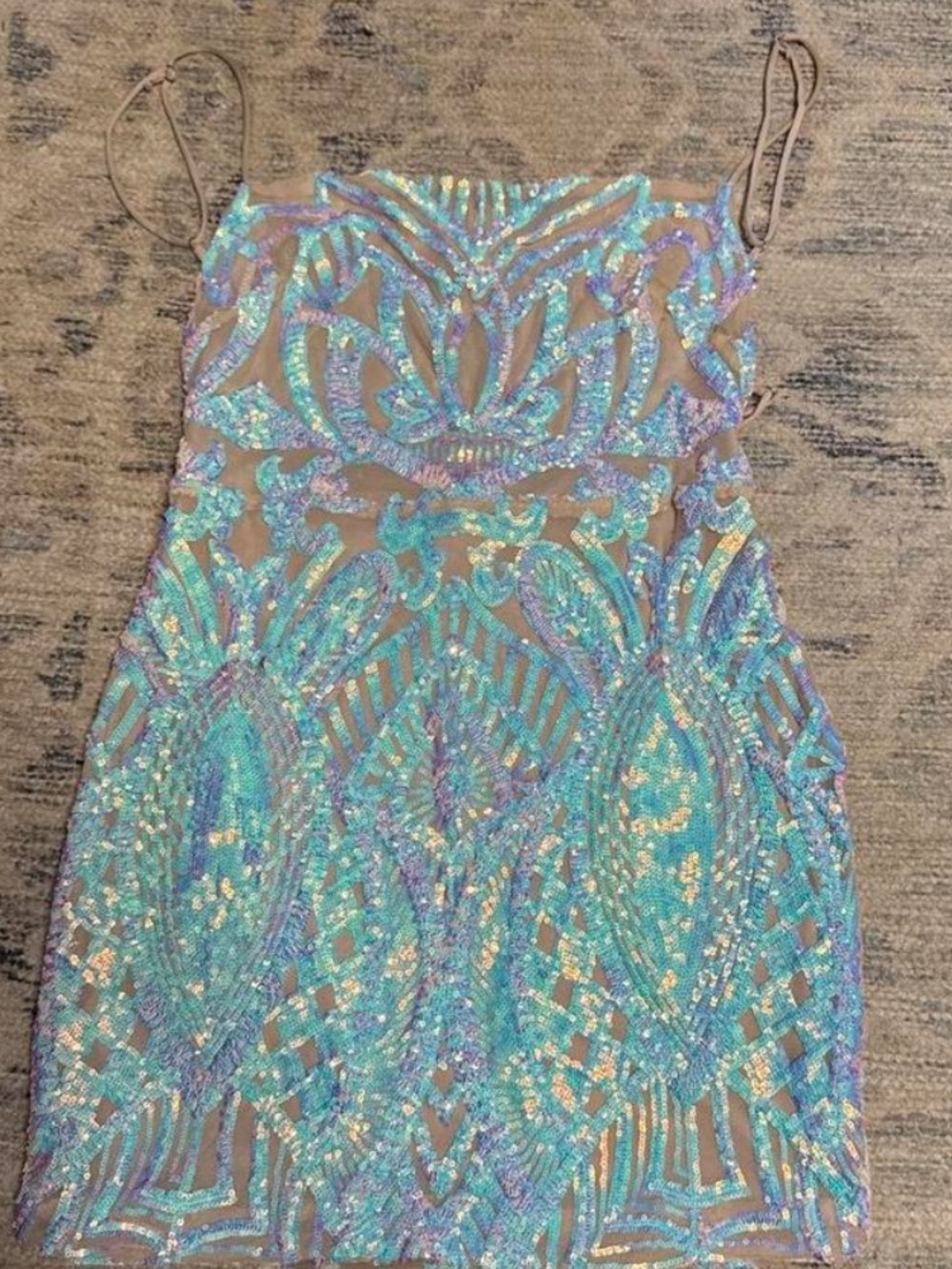 Lucy in the Sky Iridescent Teal Sequin Mini Dress